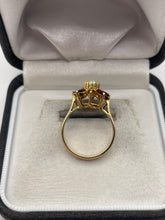 Load image into Gallery viewer, 9ct gold garnet and pearl ring
