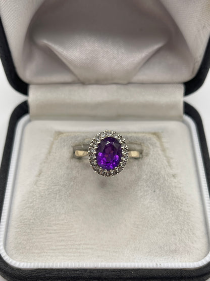 9ct gold amethyst and paste ring