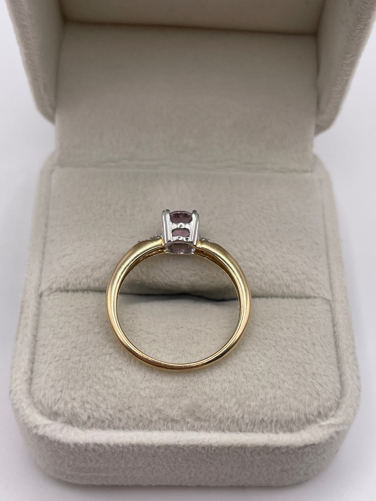 9ct gold pink topaz and diamond ring