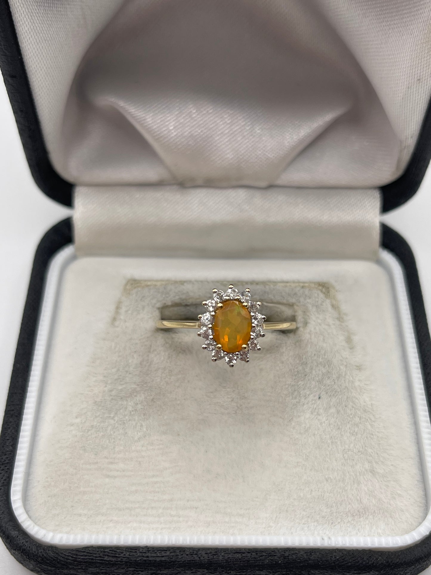 9ct gold opal and zircon ring