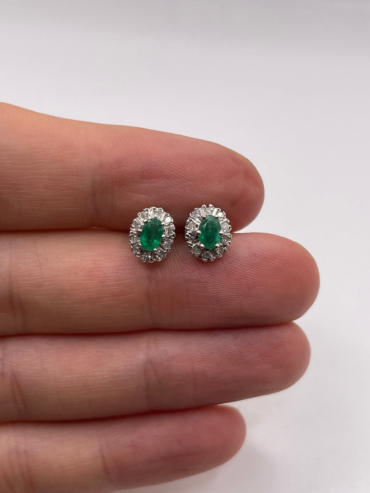 9ct gold emerald and diamond earrings