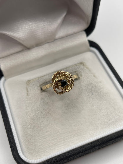 9ct gold sapphire knot ring