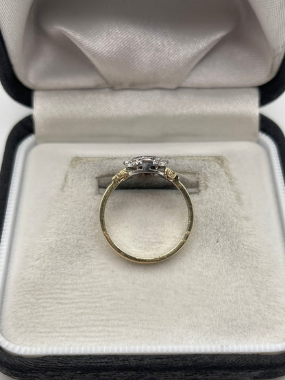9ct gold garnet and diamond ring