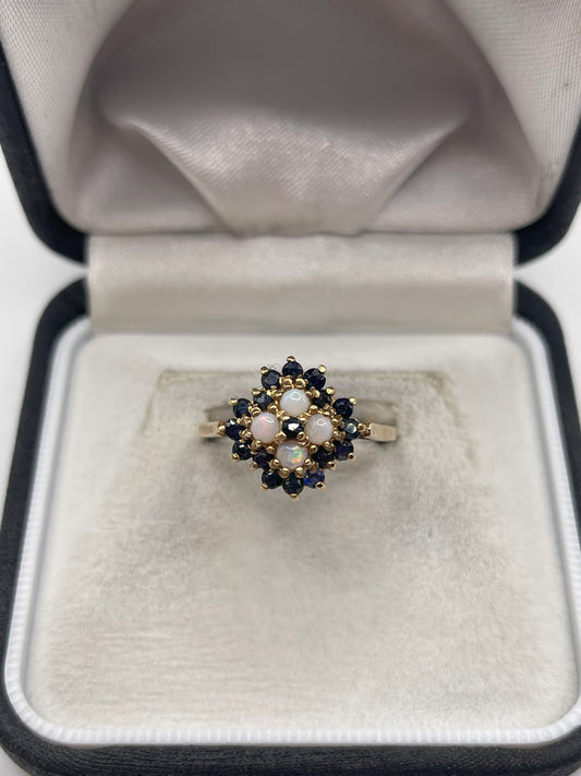9ct gold sapphire and opal ring