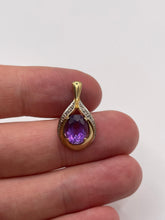 Load image into Gallery viewer, 9ct gold amethyst and diamond pendant

