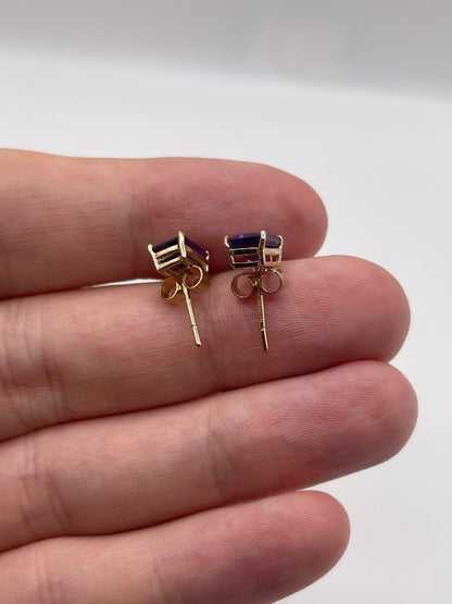 9ct gold amethyst and diamond earrings