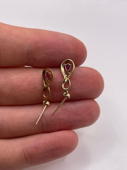 9ct gold ruby and diamond earrings