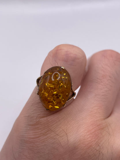 9ct gold amber ring