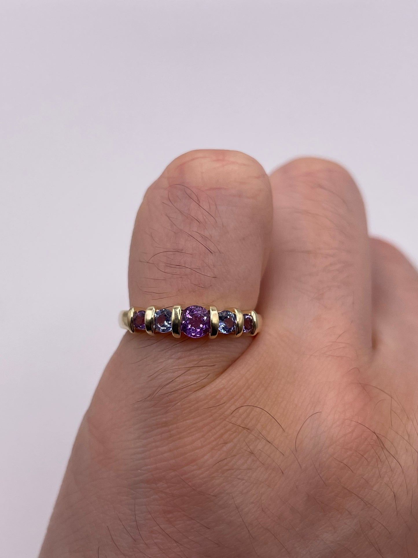9ct gold amethyst and tanzanite ring