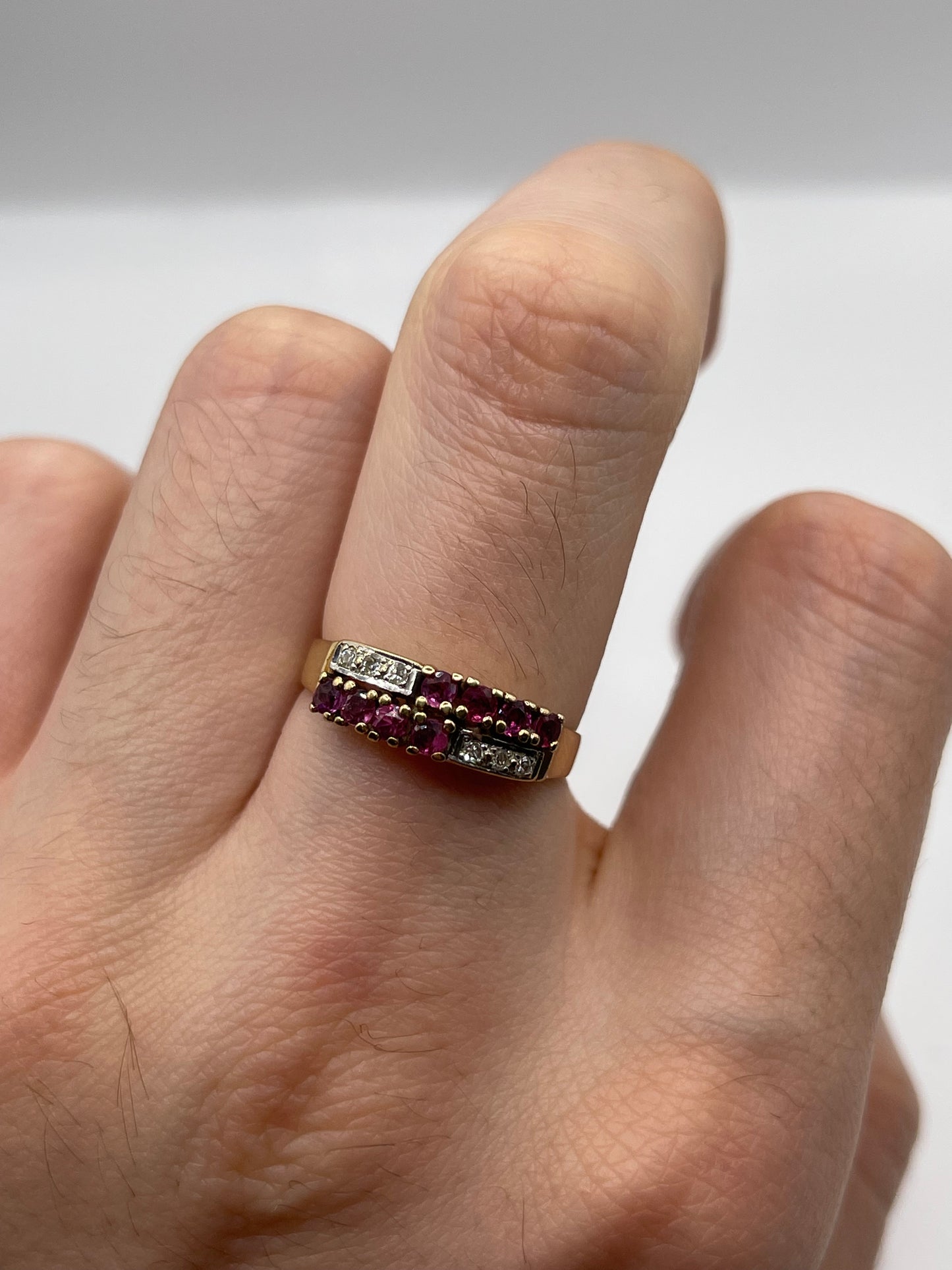 9ct gold ruby and diamond ring