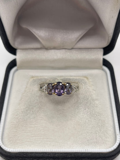 9ct gold blueberry quartz and diamond ring