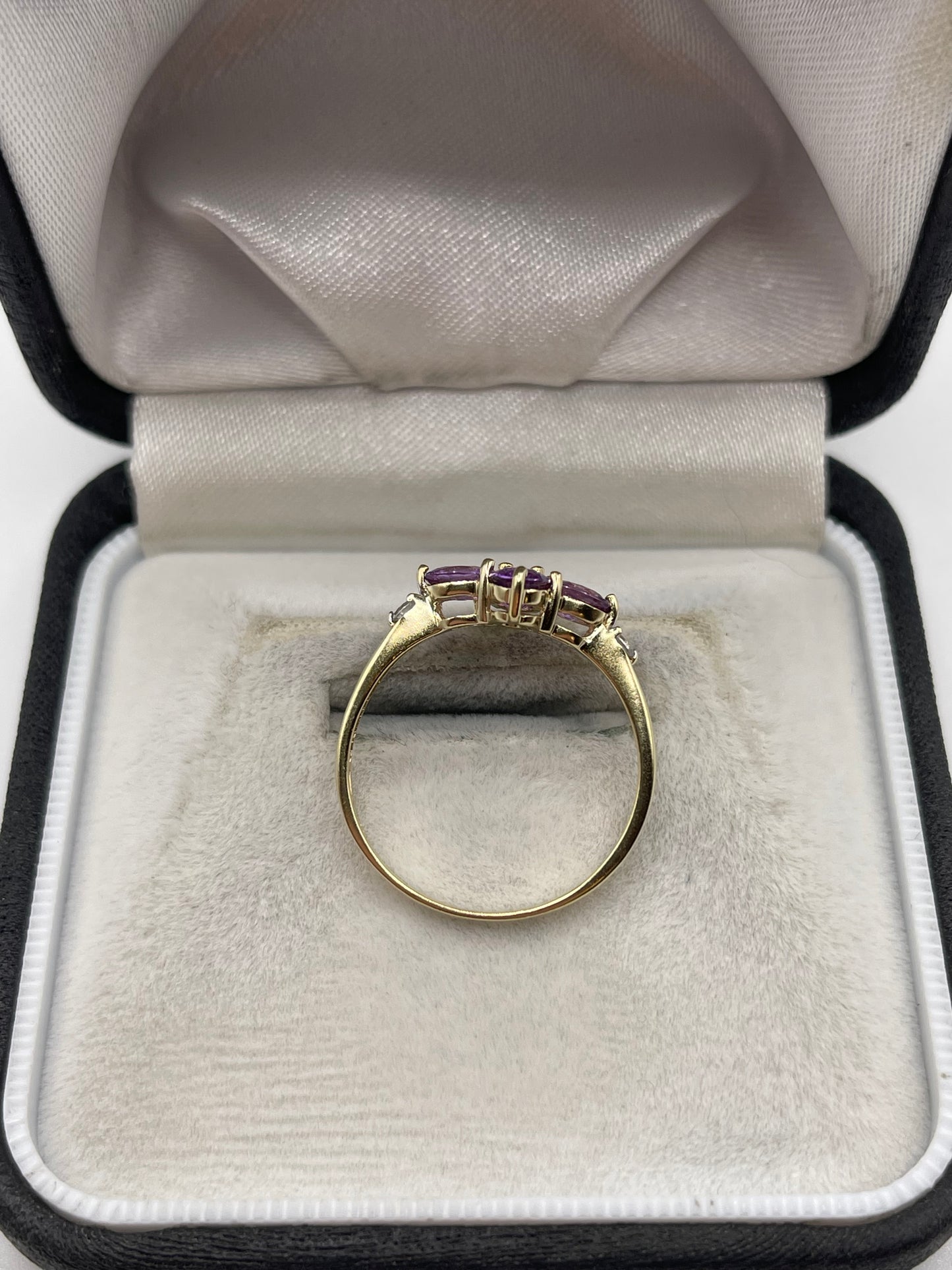 9ct gold spinel and zircon ring