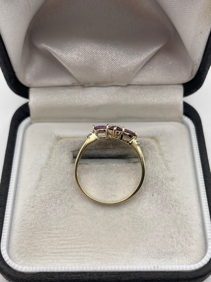 9ct gold spinel and zircon ring