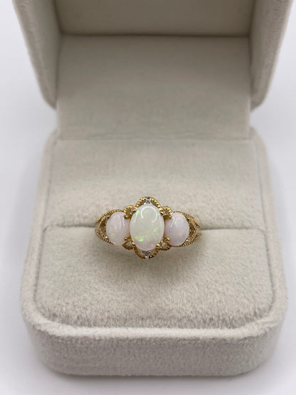 9ct gold opal and diamond ring