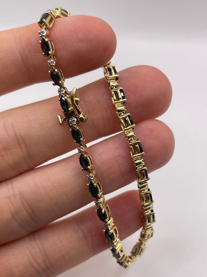 14ct gold sapphire and diamond bracelet