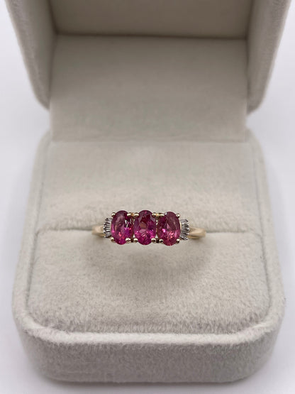 9ct gold tourmaline and diamond ring