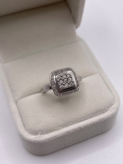 9ct white gold diamond cluster ring