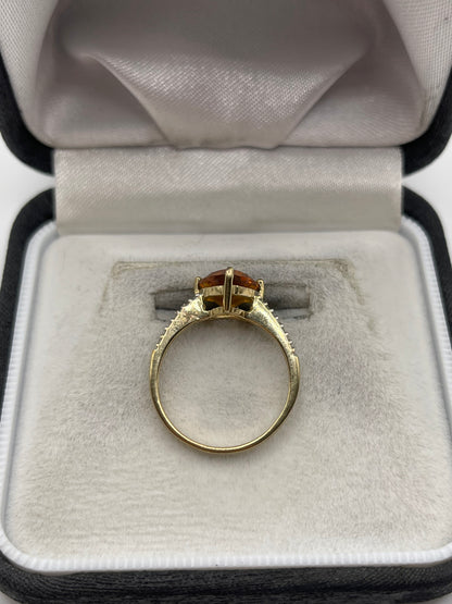 9ct gold fire opal and zircon ring