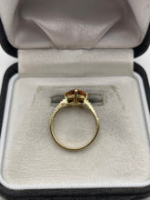 Load image into Gallery viewer, 9ct gold fire opal and zircon ring
