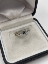 Load image into Gallery viewer, 9ct gold platinum sapphire and diamond ring
