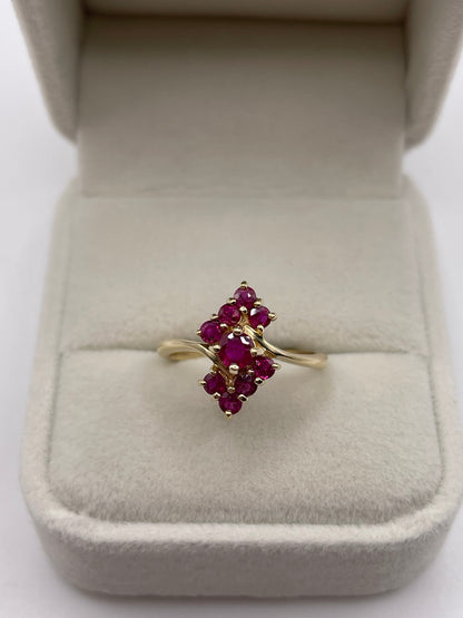 9ct gold ruby cluster ring