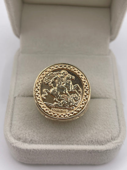 9ct gold St George medallion ring