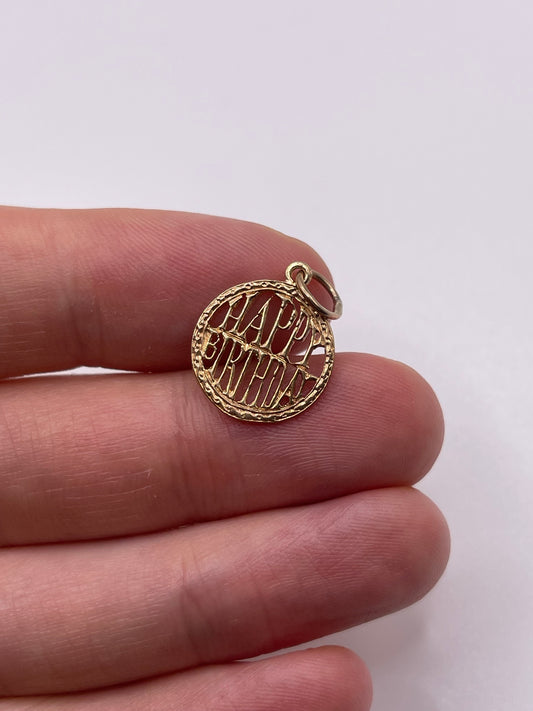 9ct gold happy birthday charm