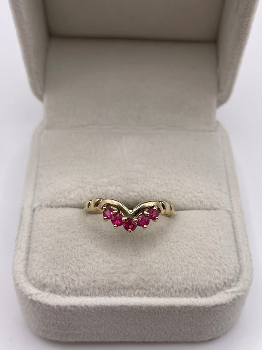 9ct gold tourmaline wishbone ring