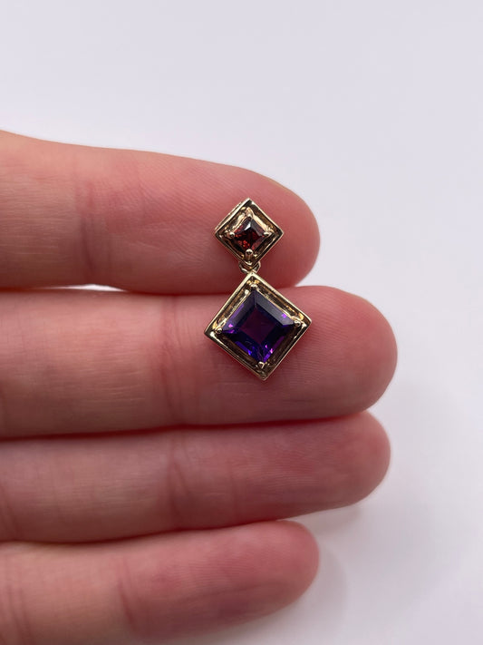 9ct gold amethyst and garnet pendant