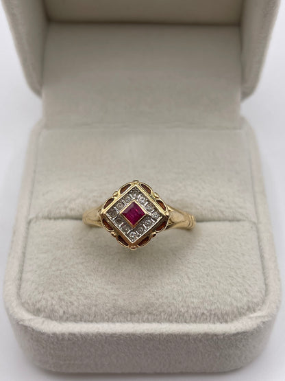 14ct gold ruby and diamond ring