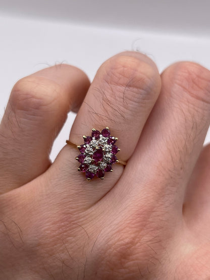 9ct gold ruby and diamond ring