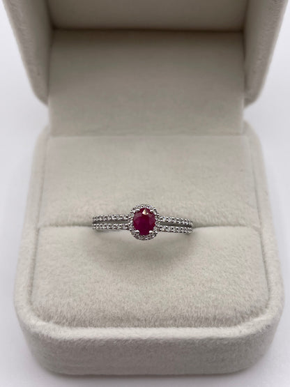 18ct white gold ruby and diamond ring