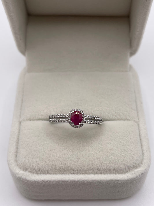 18ct white gold ruby and diamond ring