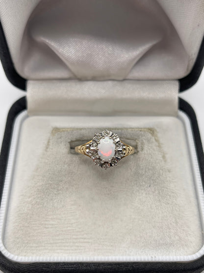 9ct gold opal and diamond ring