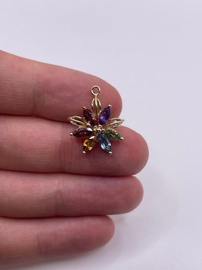 9ct gold multi gemstone pendant