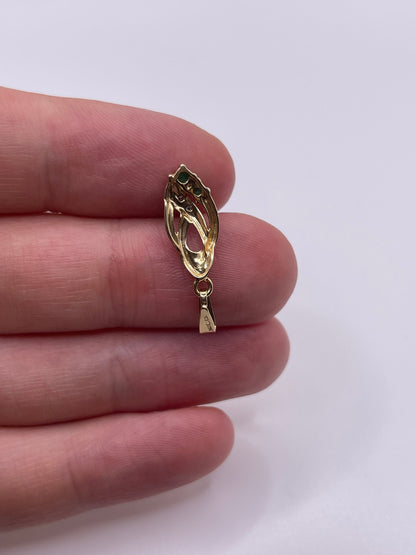 9ct gold emerald and diamond pendant