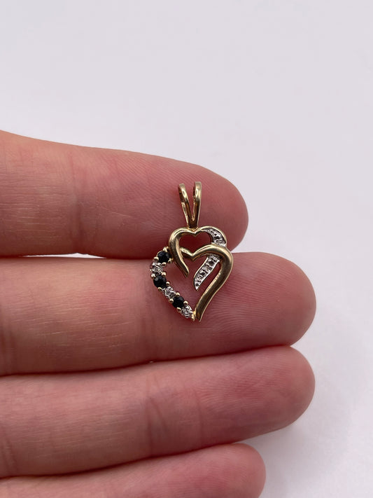 9ct gold sapphire and diamond pendant