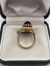 Load image into Gallery viewer, 9ct gold cabochon amethyst and pearl ring
