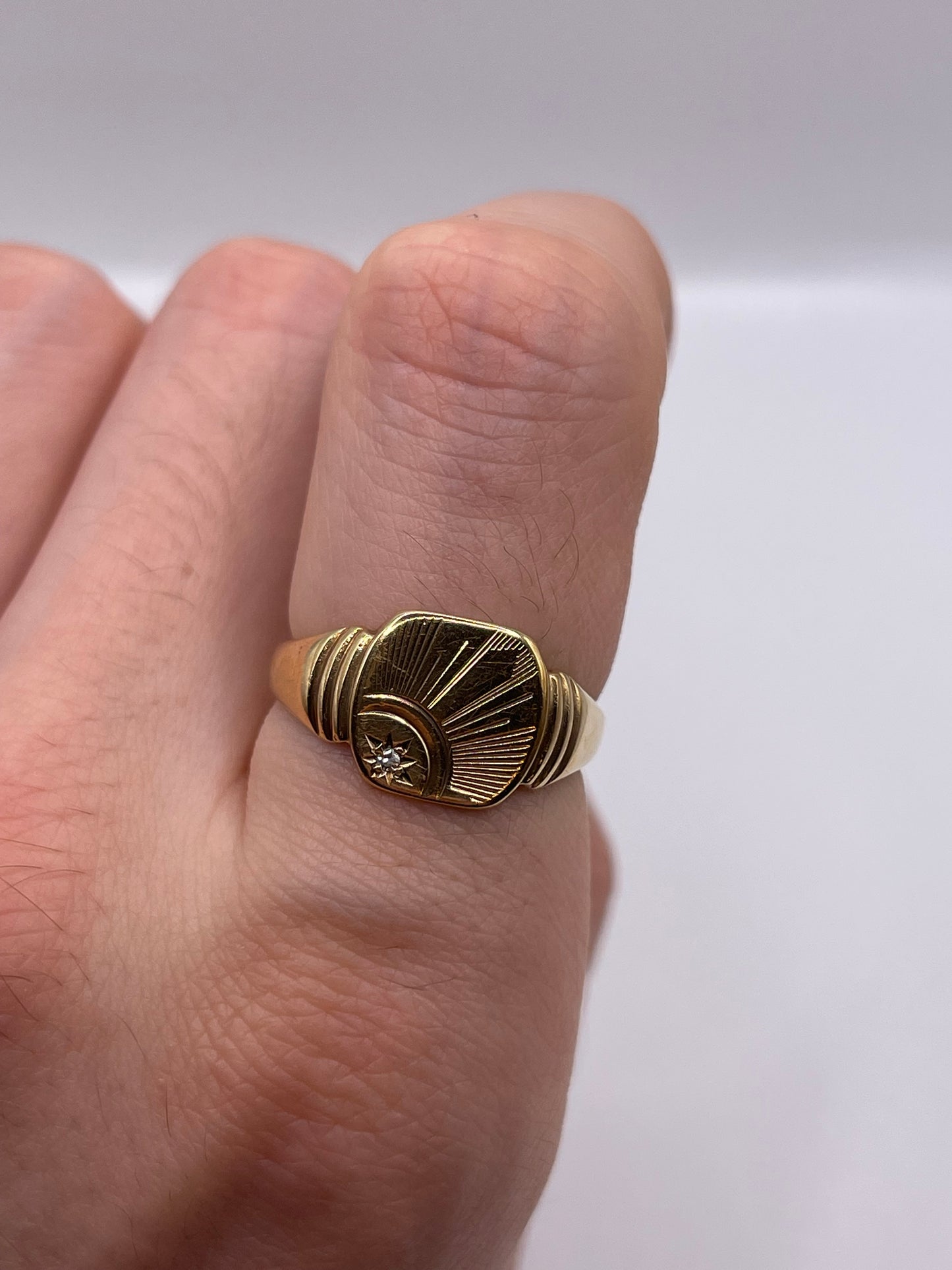 9ct gold diamond signet ring