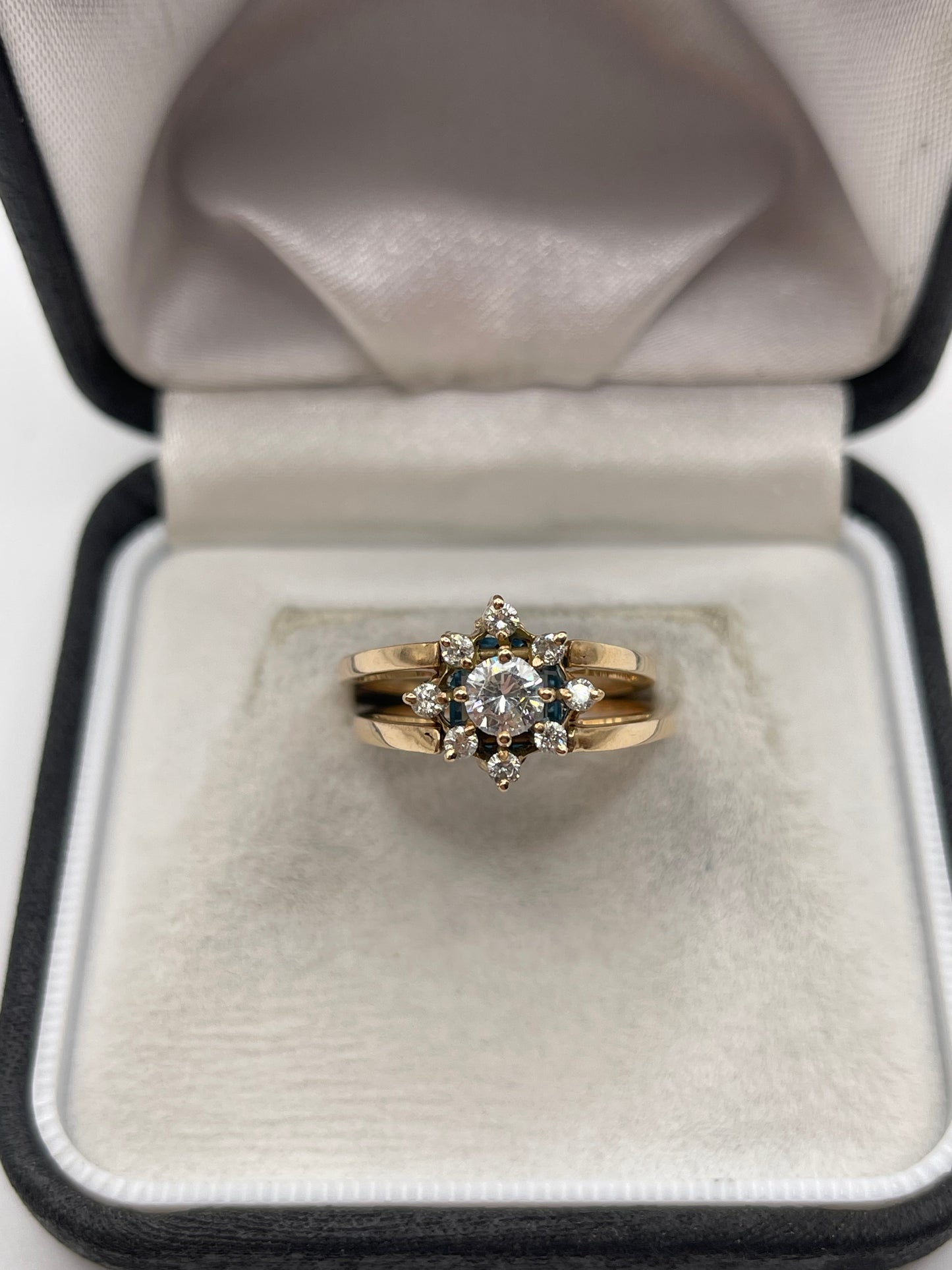14ct gold topaz and diamond flip ring
