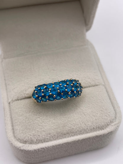 9ct gold blue apatite cluster ring