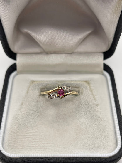 9ct gold ruby and diamond ring