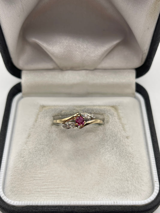 9ct gold ruby and diamond ring