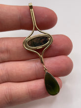 Load image into Gallery viewer, 9ct gold agate and jade pendant
