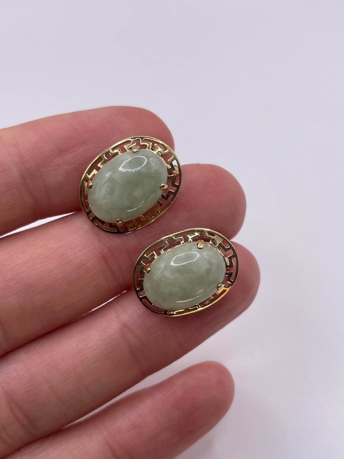9ct gold jade earrings