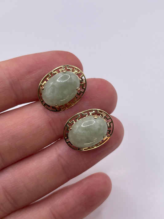 9ct gold jade earrings
