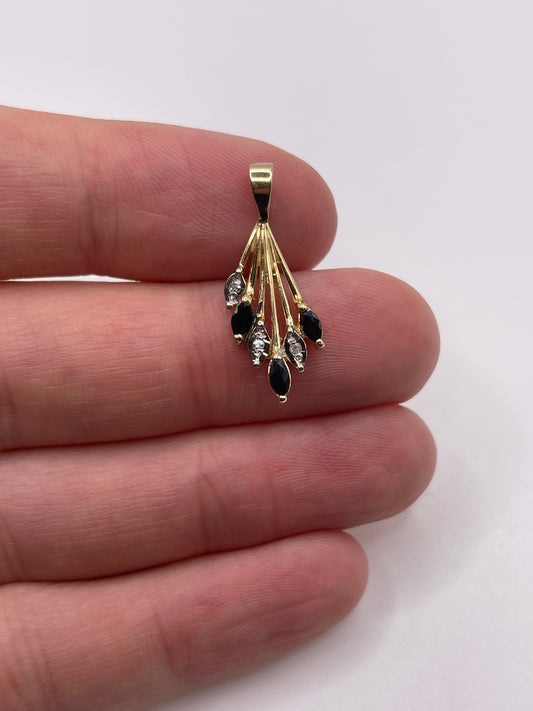 9ct gold sapphire and diamond pendant