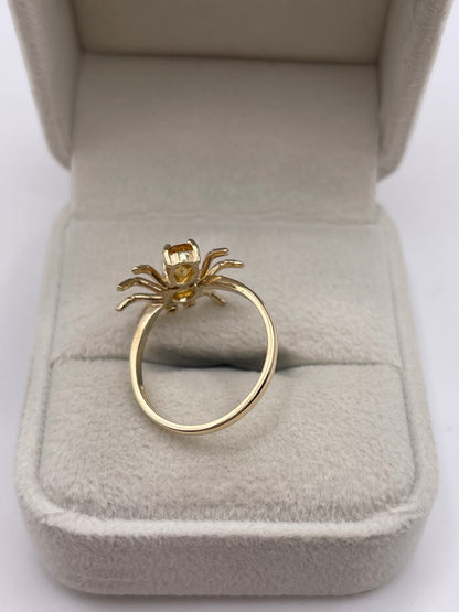 9ct gold citrine and diamond spider ring