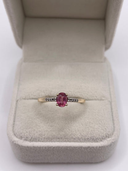 9ct gold tourmaline and diamond ring