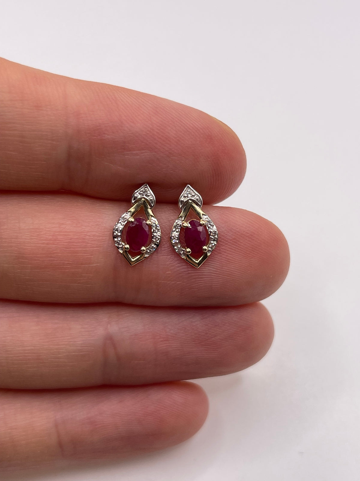 9ct gold ruby and diamond earrings